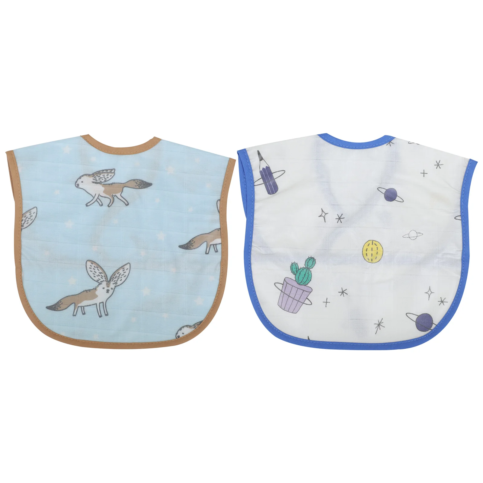 

2 Pcs Baby Waterproof Bib Cotton Feeding Saliva Towel Baby Bibs Infant Drooling Eating