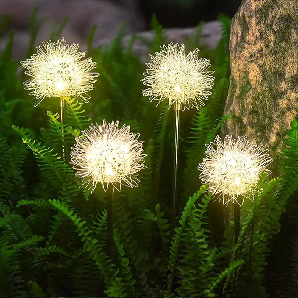 

2pcs Led Solar Garden Lawn Light Dandelion Shape Outdoor Fairy Lights For Terrace Garden Villa Balcony Decoration