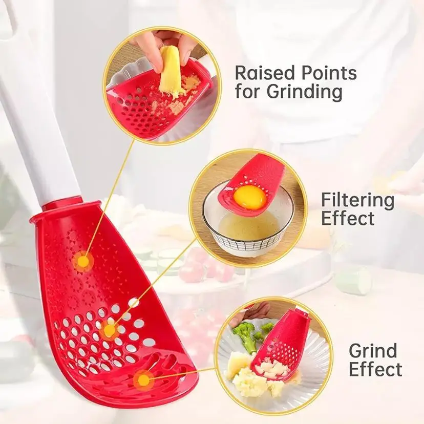 1 Pcs Kitchen Mashing Slotted Spoon Grinding Ginger And Garlic Spoon Household Mashed Potato Rice Spoon