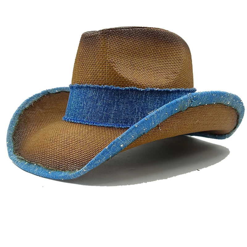 Neue männer Vintage Western Cowboy Hut Handgemachte Stroh Weben Strand Sonnenhut Gentleman Cowgirl Jazz Hut Sombrero Hombre – Detail 20