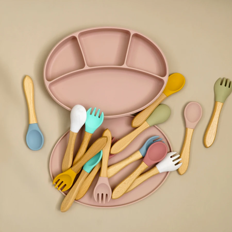 Cartoon Baby Bowls Plates Spoons Silicone Suction Feeding Food Children's Tableware BPA Free Non-Slip Baby Dishes Bowl for Kids 3