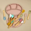 Cartoon Baby Bowls Plates Spoons Silicone Suction Feeding Food Children's Tableware BPA Free Non-Slip Baby Dishes Bowl for Kids 3