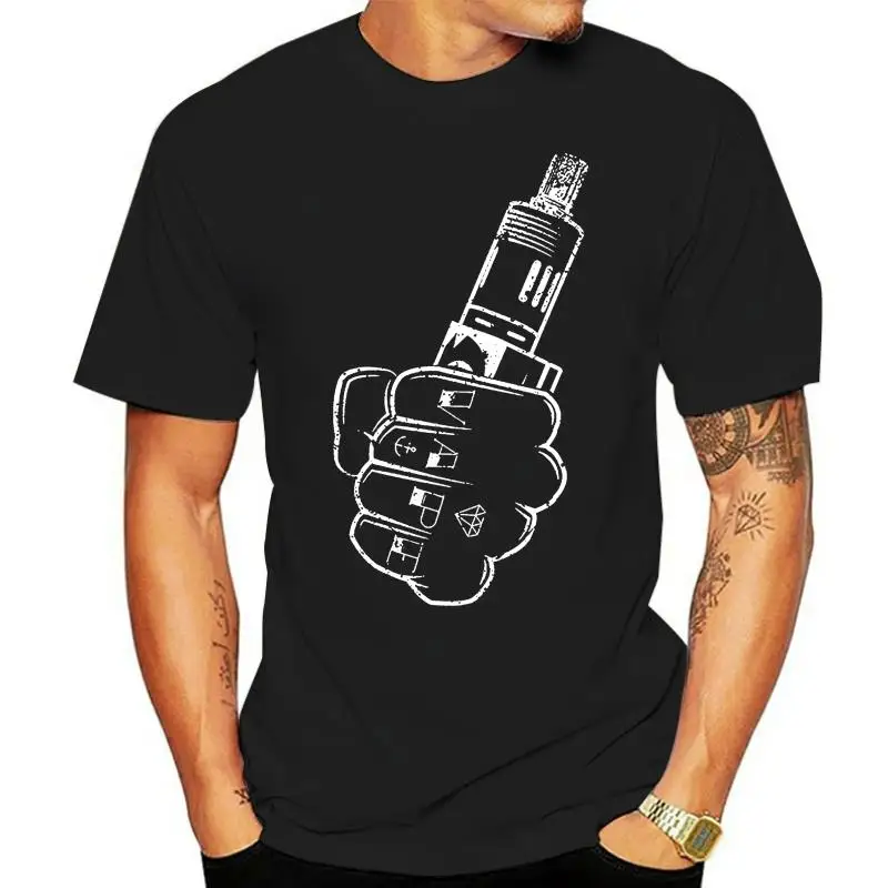Vape Fist E-Cig Vaping Vaporizzatore Juice Smoke Lit T-Shirt Nera Da Donna