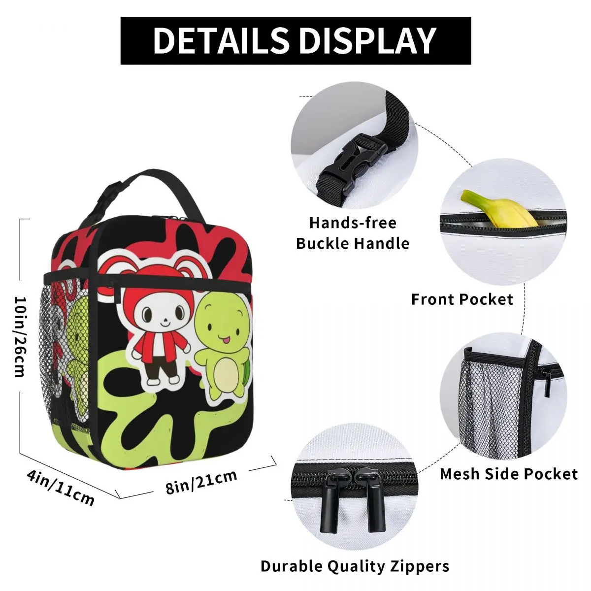Jj Mikey Maizen Lunch Bags Insulated Lunch Tote Waterproof Thermal Bag Leakproof Picnic Bags for Woman Work Kids School