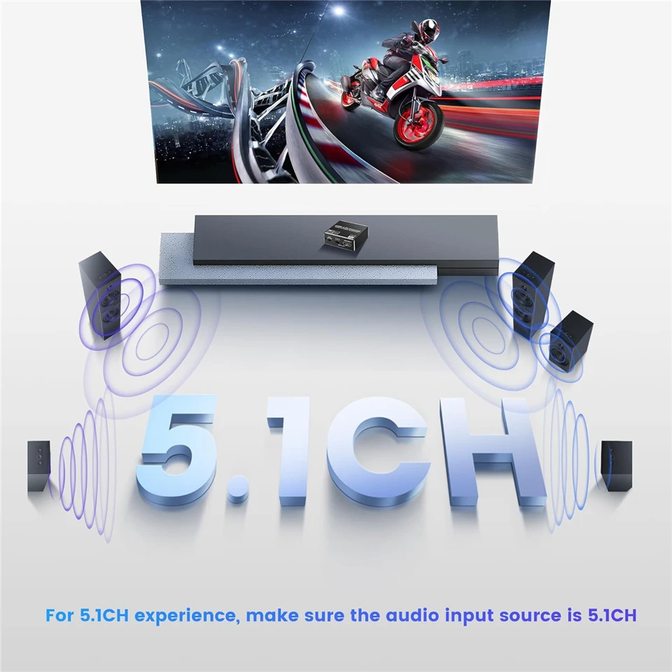 HDMI Audio Extractor HDMI to SPDIF Optical Toslink 3.5 Aux+4K HDMI Converter fo