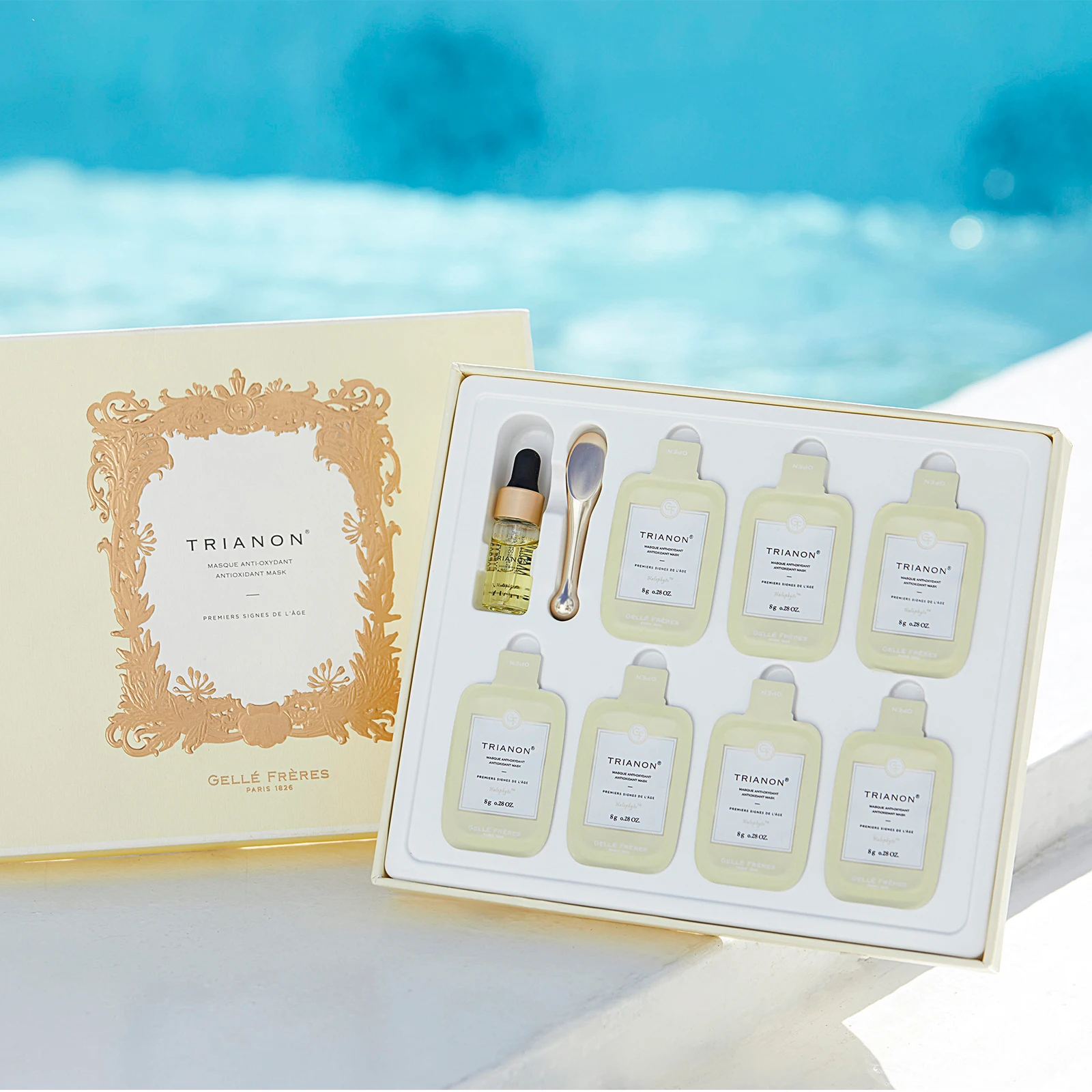 

GELLÉ FRÈRES Anti Aging Sea Fennel Facial Mask, Skin Care, 7 Packs with 1 Essential Oil, Smooth Fine Line Wrinkles, Mature Skin