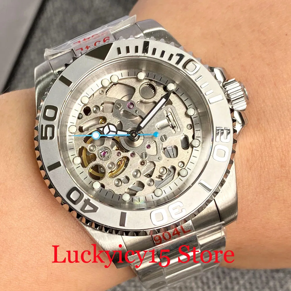 

Tandorio Brand 40MM NH70 Automatic Mechanical Men's Watch Luminous Hands Sapphire Glass Ceramic Bezel Steel Brushed Strap