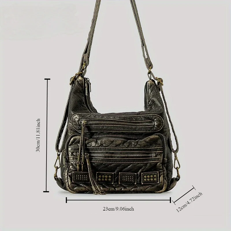 حقيبة يد نسائية عصرية بتصميم كلاسيكي مزينة ببرشام،...