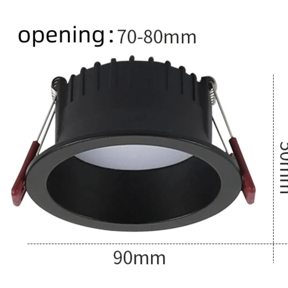 LED Recessed Downlight, Round Anti-Glare Spotlights 10W 75mm Cutout Black White for Kitchen Bedroom Corridor Ceiling Sf6d715ac0a4947a7825829eaf491d3384