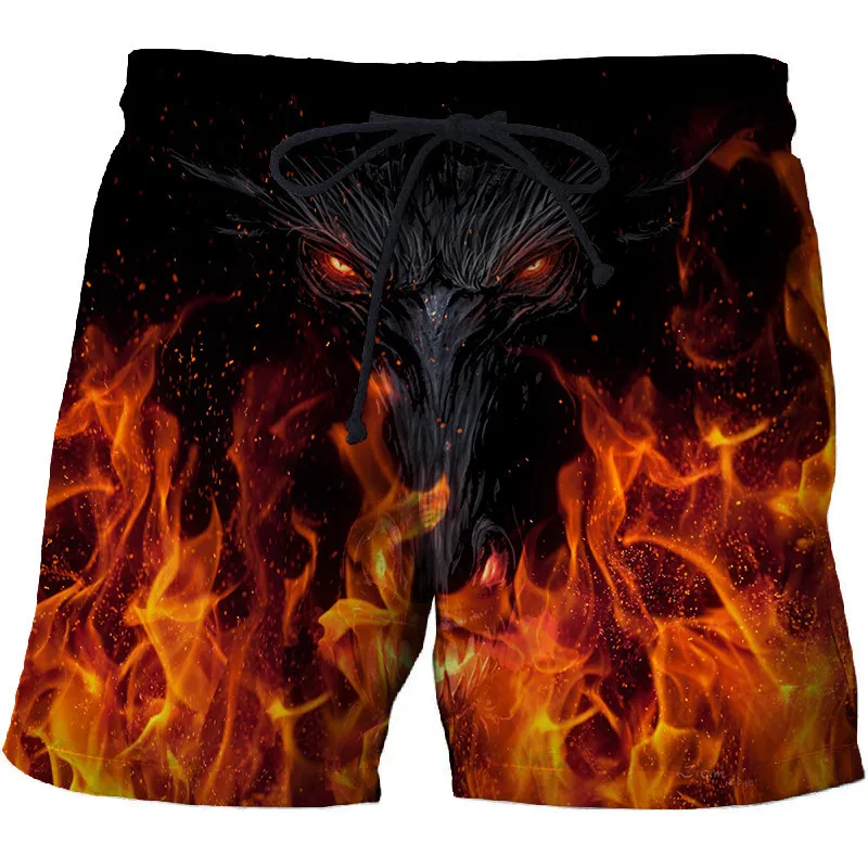 Flame Graphics 3d Print Summer Fashion Men's Shorts Quick Dry Swimming Shorts Oversized Casual Beach Pants Trend Men Clothing 5