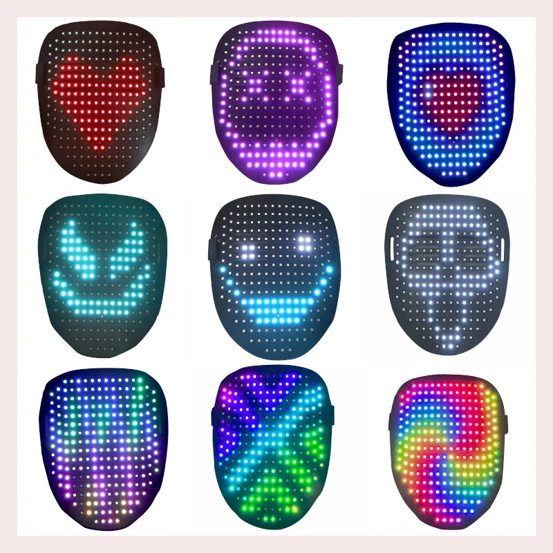 Halloween Mask Party Masks New Halloween LED Mask Gesture Light Mask Face-changing Induction Party Performance Atmosphere Props