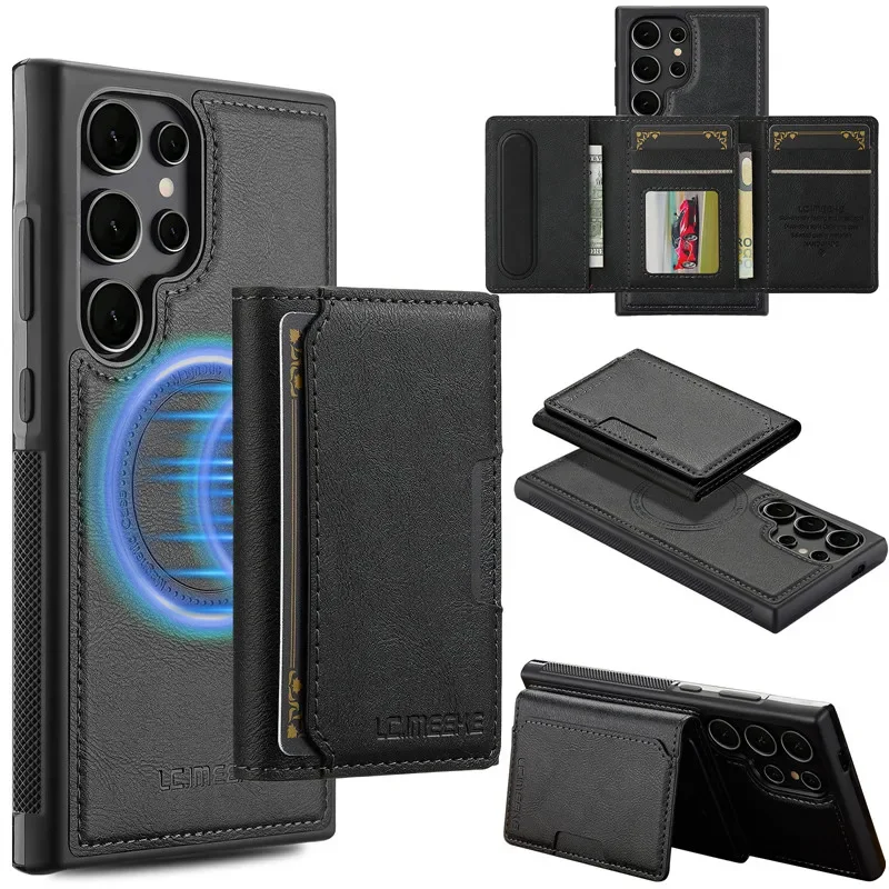 MagSafe Magnetic Flip Leather Detachable Wallet Phone Case with Card Holder