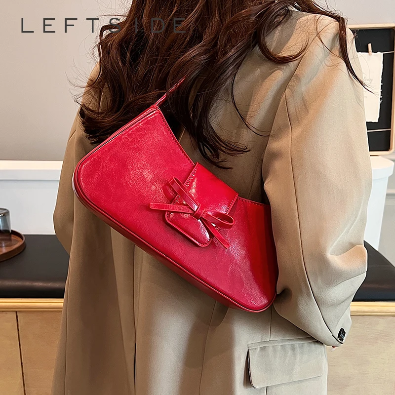 

Маленькие сумки LEFTSIDE с бантом для женщин 2024 Y2K корейская модная женская сумка через плечо из искусственной кожи Y2K сумки и кошельки