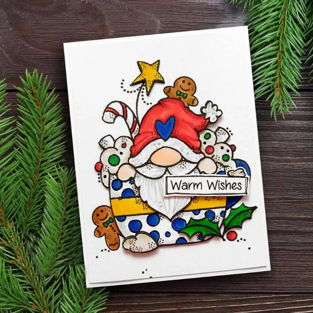 Christmas Gnomes with Ornament Clear Silicone Stamps Reindeer Bear Snowman Gingerbread Stamps New DIY Scrapbooking Crafting
