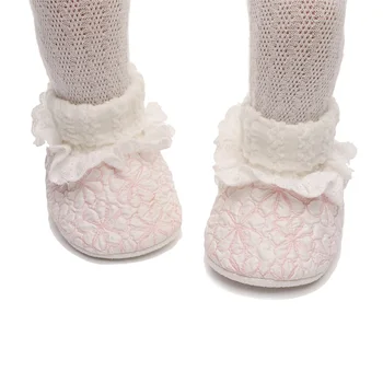 Adorable Baby Girl Ruffle Sock Shoes with Non-slip Sole Cozy Flats for Newborns and Infants Cute Warm Walking Footwear 1