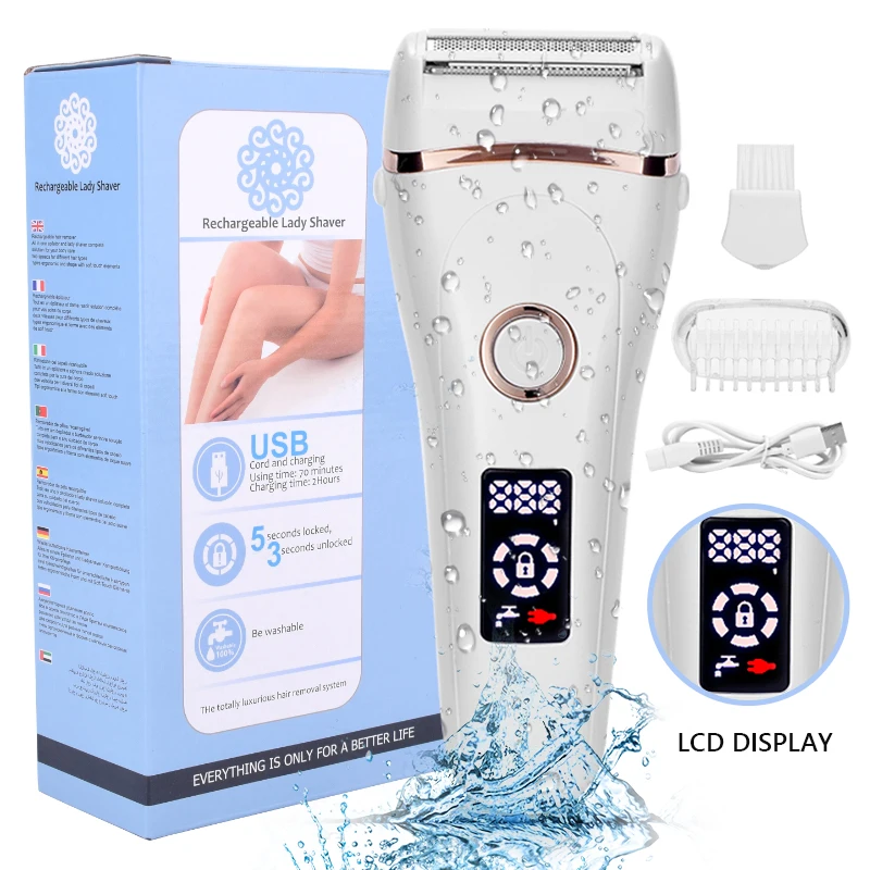 

Electric Razor Painless Lady Shaver For Women USB Charging Bikini Trimmer For Whole Body Waterproof LCD Display Wet & Dry Using