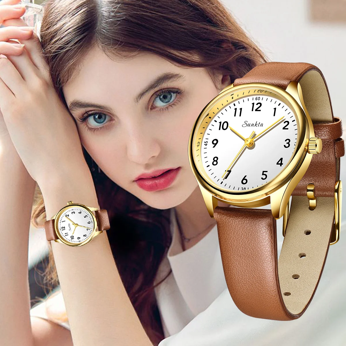 Luxury Women's Quartz Wristwatch with Leather Strap – Elegant Fashion Gift