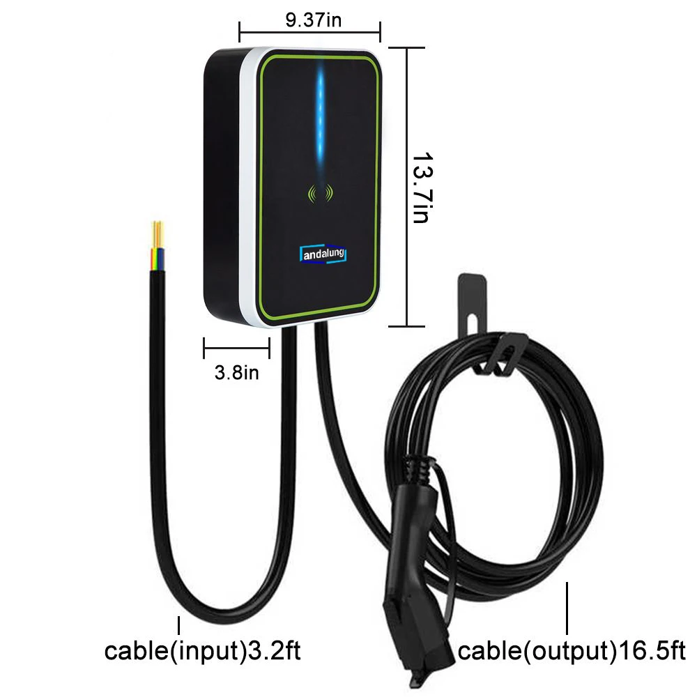 Andalung EV 충전기 타입 2 16A 3 상 플러그 EVSE 월박스 전기차 충전 스테이션, 5M 케이블, 11KW