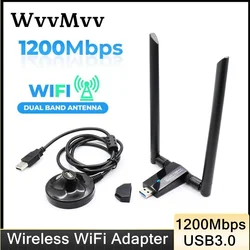 Adaptateur WiFi sans fil usb 3.0, 1200Mbps, Dongle 2.4G/5G, Signal longue portée Stable, pour Windows XP/10/8/7 