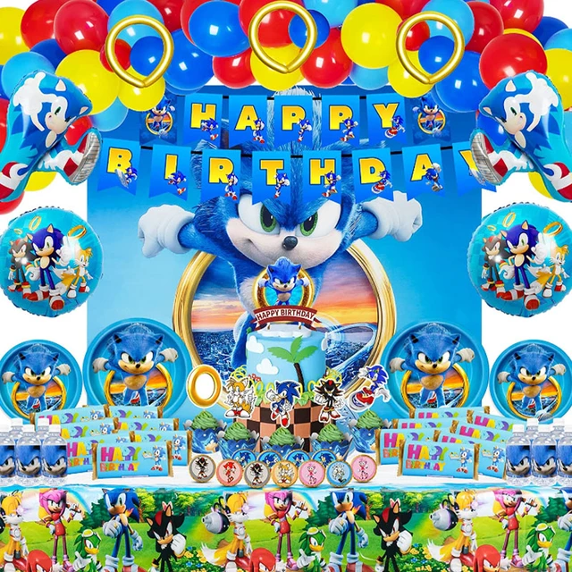 Sonic Children Birthday Party Decor 5th 6th Number Balloons Set