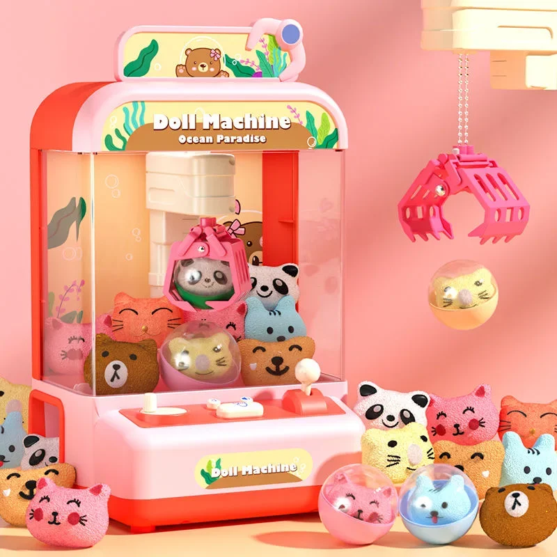 Plush Toy Crane Machine for Kids Mini DIY Gashapon Prizes Vending Dolls Claw Arcade Machines Children Birthday Christmas Gifts 2