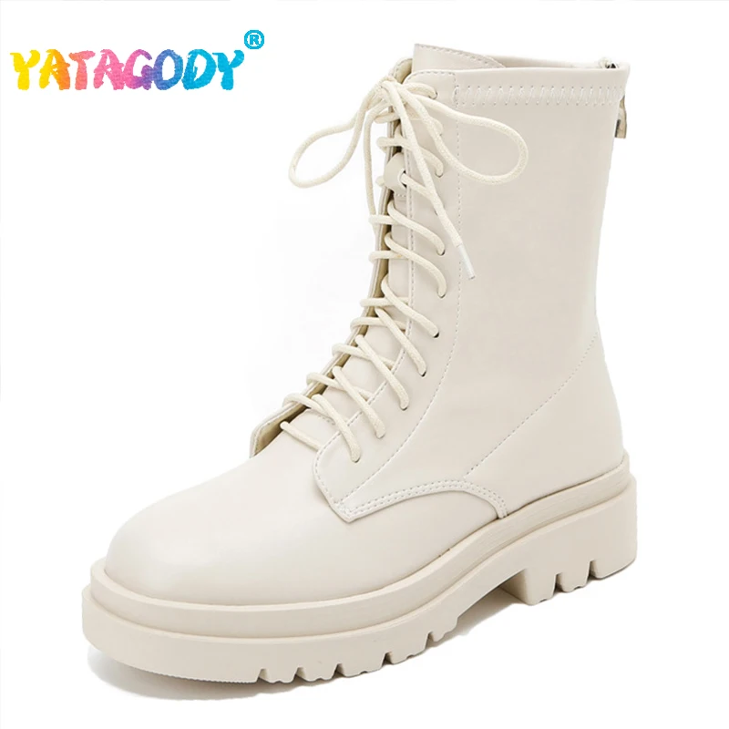 

YATAGODY Size 34-40 Women Ankle Boots Ins Fashion Lace-Up Zipper Wedges Shoes For Women Winter 2023 Platform Boots Casual Daily
