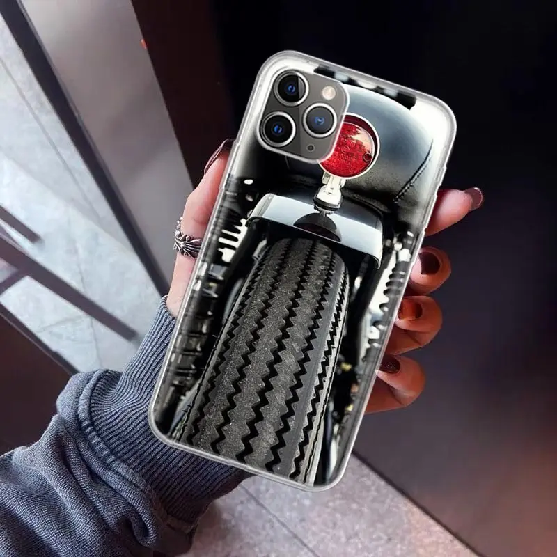 Vintage Motorcycle Pattern Soft TPU Phone Case - Classic Design Back Cover