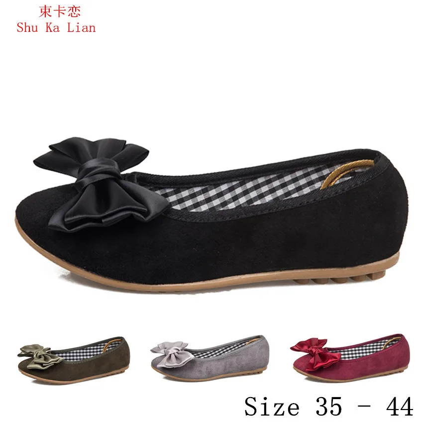 

Slip On Flat Shoes Women Flock Loafers Girl Ballet Flats Woman Plus Size 35 - 44