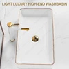 White Ceramic Table Sink With Golden Edge Countertop Vanity Sink Bathroom Lavatory Balcony Vessel Sink Above Counter Wash Basin 3