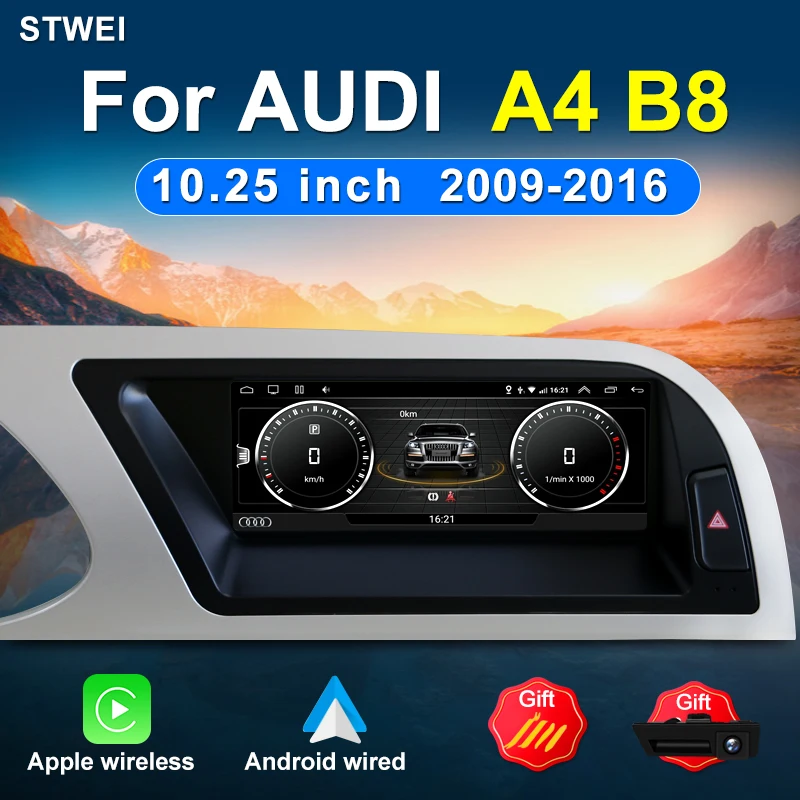 

Автомагнитола для Audi A4 S4 B8, 2009-20168,8 дюйма, мультимедийный видеоплеер, стерео, Android 12, GPS-навигация, 4G, Wi-Fi, Google