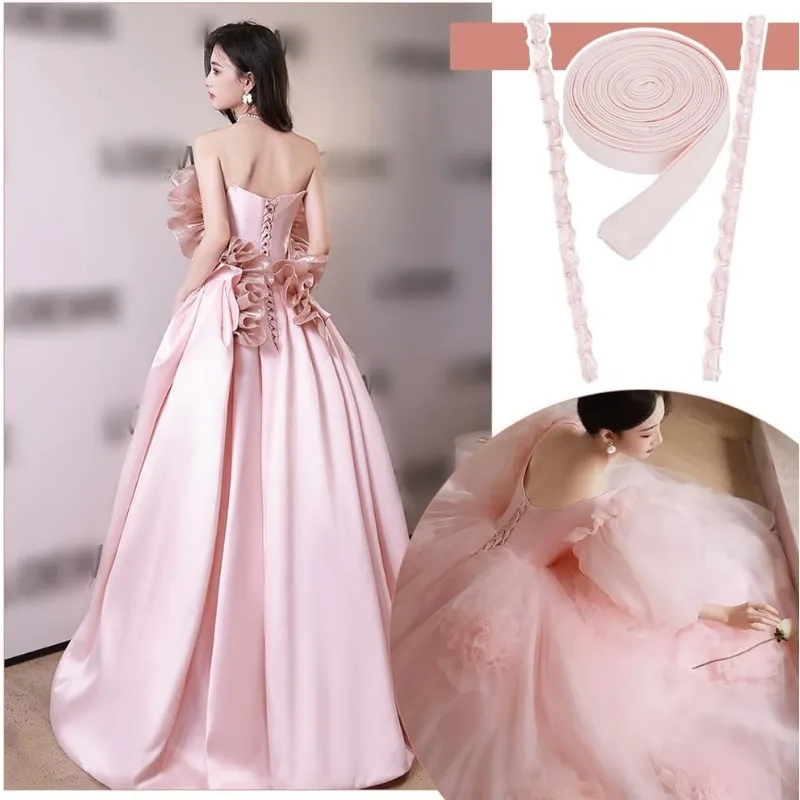1 Set Wedding Dress Zipper Replacement Pearl Pink Adjustable DIY Craft Corset Back Kit Dress Accessories for Prom Strap