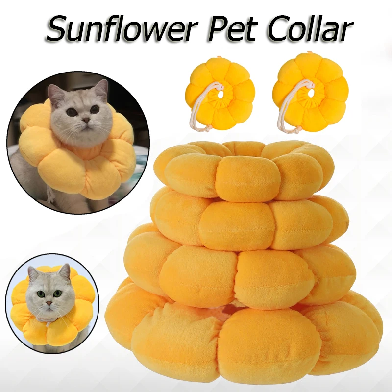 

Adjustable Cat Recovery Collar Cute Solar Flower Neck Cone After Surgery