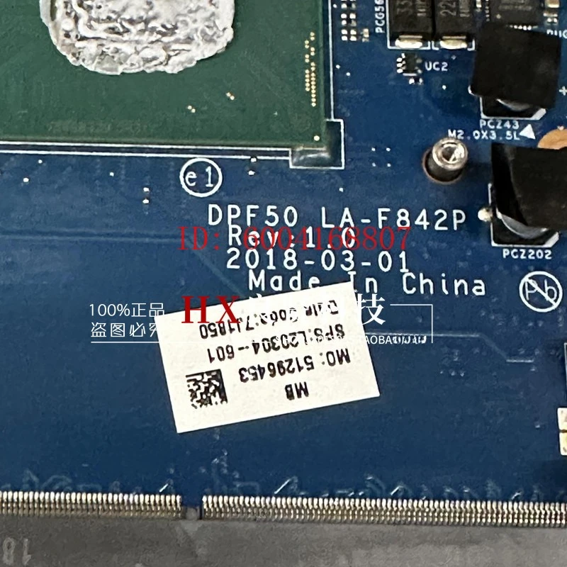 HP, Wizard 3 4 TPN-C133 15-CB 15-CX 마더보드 LA-F841P LA-F842P에 적합