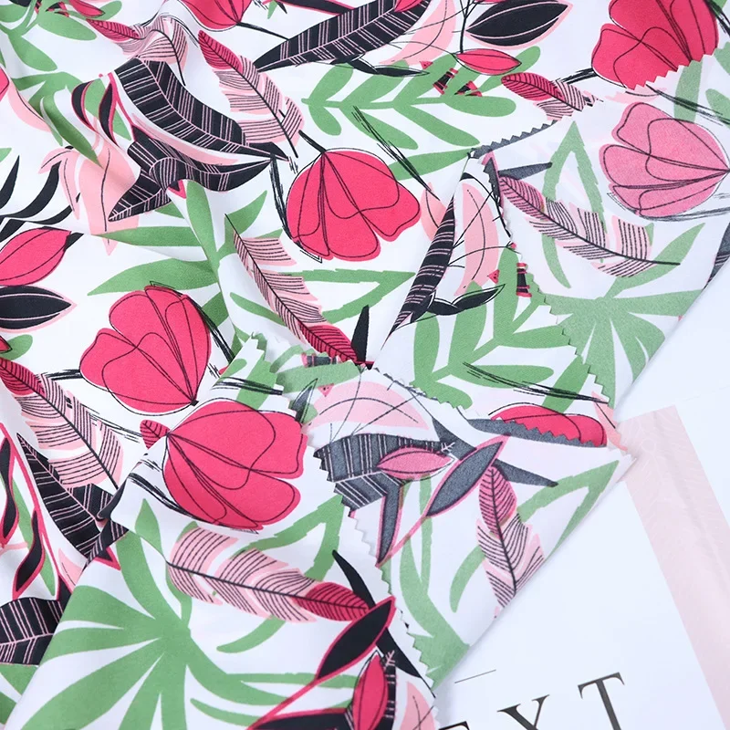 Bohemian Leaf Print Polyester Fabric Heat Band Rainforest Style Sellable Summer Dress Beach Pants Material For Clothing Accessor