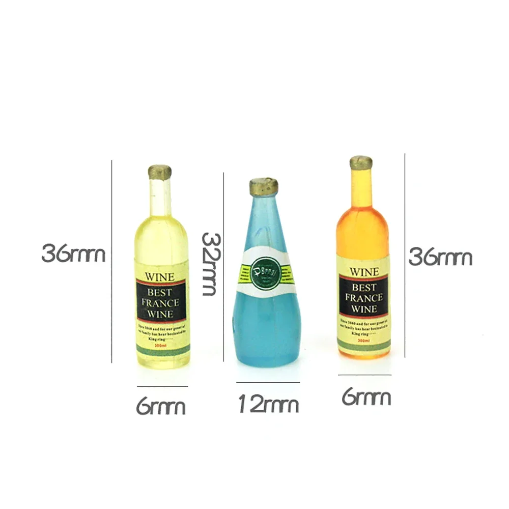 3Pcs 1/12 Doll House Miniature Three Wine Bottle Simulation Furniture Drink Model Toys for Mini Decoration Dollhouse Accessories