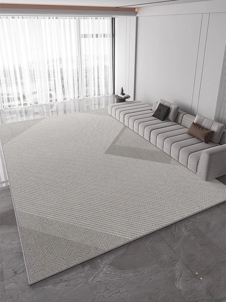 Light Grey Carpet Luxurious Geometric Stripes Living Room Carpets Large Size Decorative Rugs Comfortable Easy Clean Bedroom Rug 5