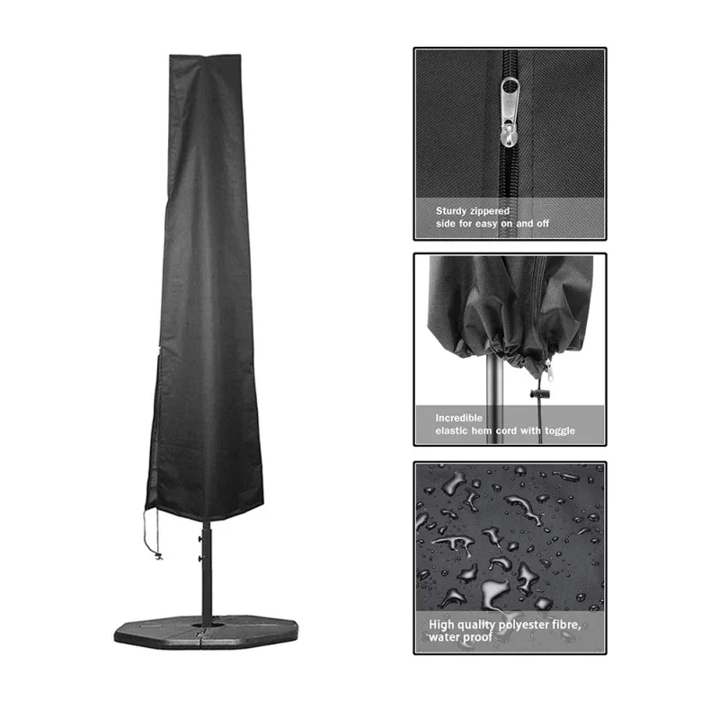 Umbrella Cover 210D Oxford Fabric Garden Umbrella Cover Waterproof with Zipper Garden Outdoor