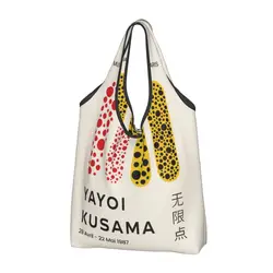 Yayoi Kusama Abstract Art Groceries Shopping Bag Custom Shopper Tote Shoulder Bag Big Capacity Portable Handbag