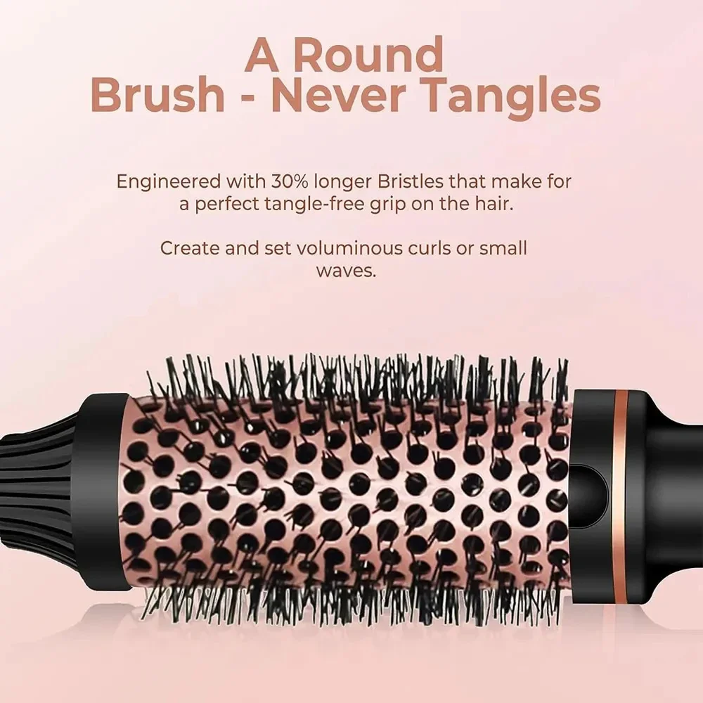 Thermal Brush Ceramic Ionic Curling Brush 1.5 Inch Heated Curling Iron Volumizer Dual Voltage Travel Hair Curler Curling Comb 5