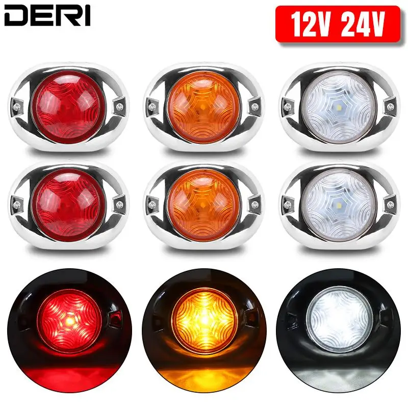 LED Trucks Side Markers Indicator Light Yellow White Red 12V 24V 5Leds