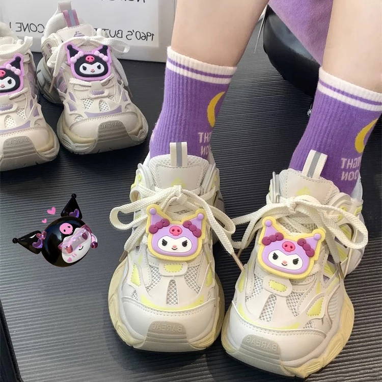 

Sanrio Original Purple Kulomi Thick-Soled Daddy Shoes Sweet Cool Cute Cartoon Mesh Breathable Women's Shoes Soft-Soled Sneakers