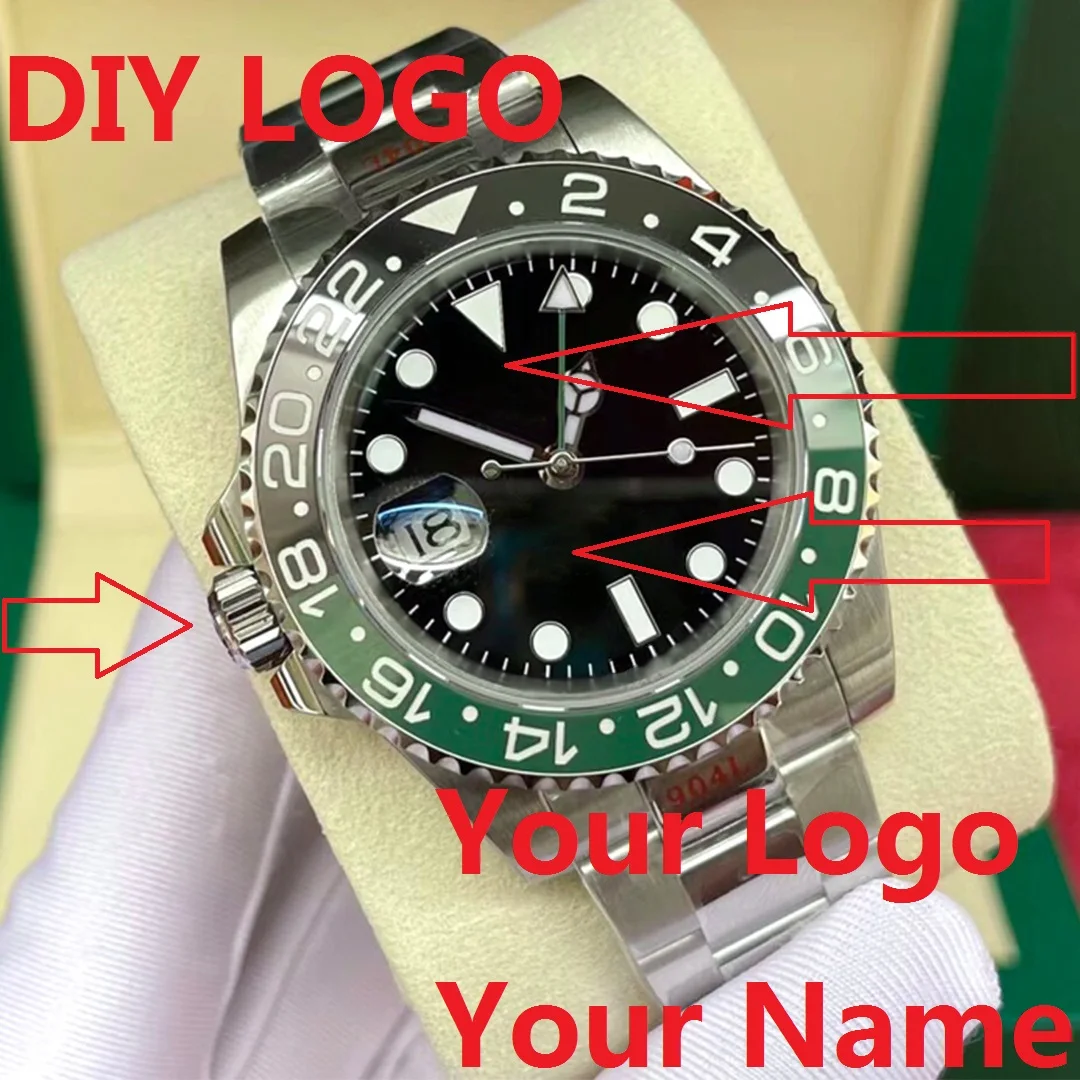 Новинка 2022 мужские часы с левой ручкой 40 мм GMT автоматические механические из