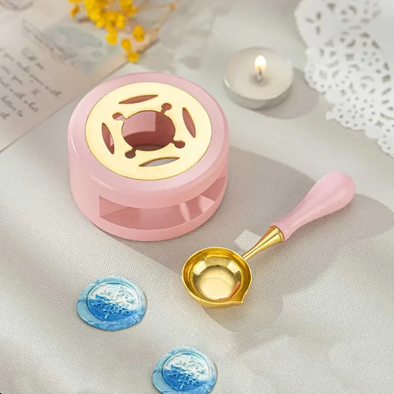 Wax Seal Stamp Set Lacquer Furnace Wax Seal Melting Spoon Rubber Wood Melting Heater Bead Pot Stick Heater Craft Supplies wax seal stamp set