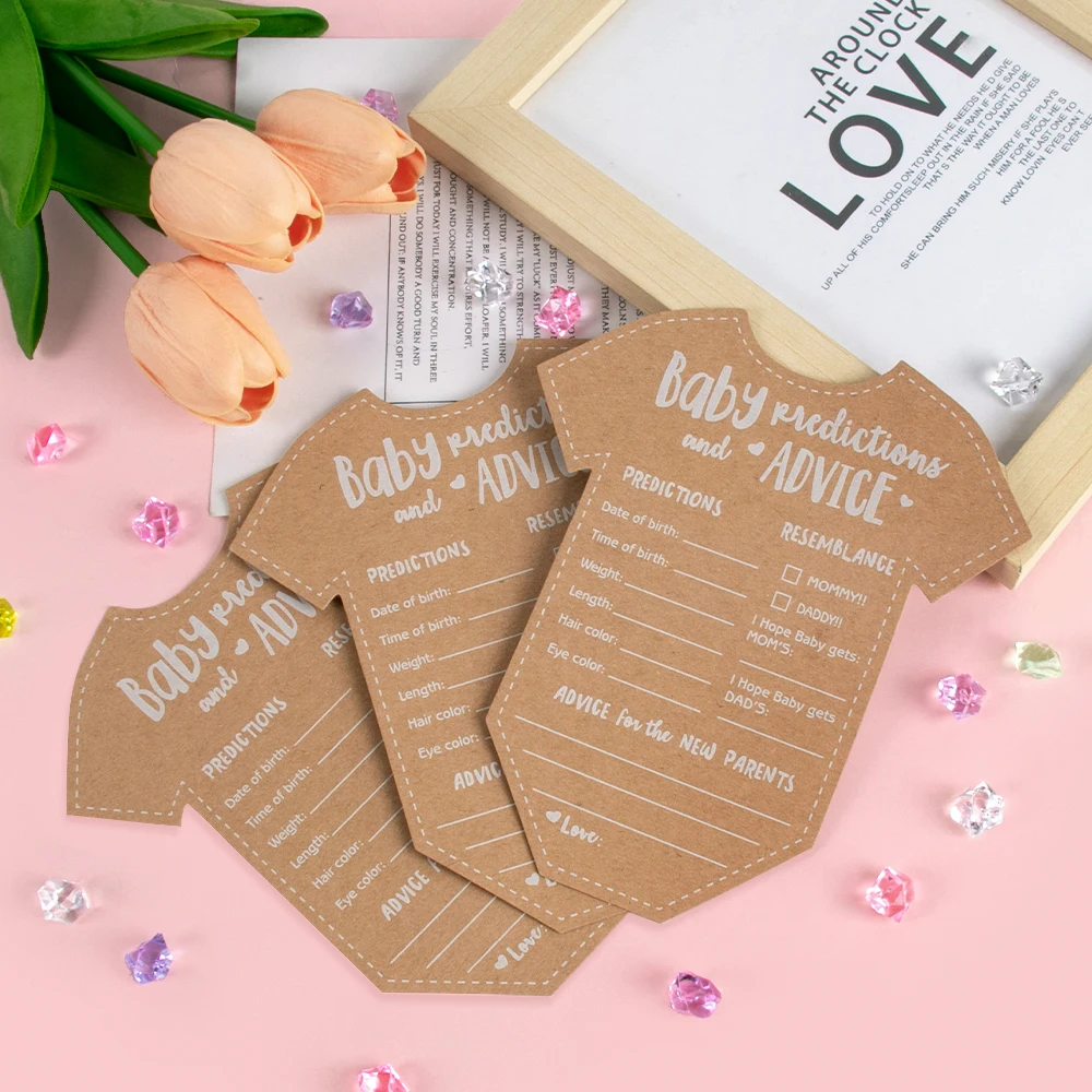 Baby Shower Prediction & Advice Cards - 30 Cards With Wooden Keepsake Box For Guest Wishes
