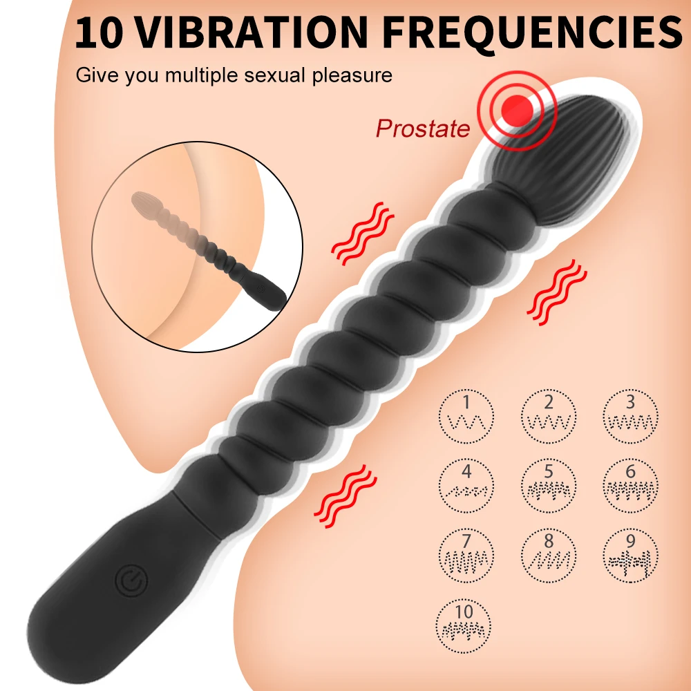 2023 new Vibrators Anal Beads 10 Speeds Female for Women Soft Butt Plug Stimulator Vibrating Gay Sex Toys for Men A_voghion.com