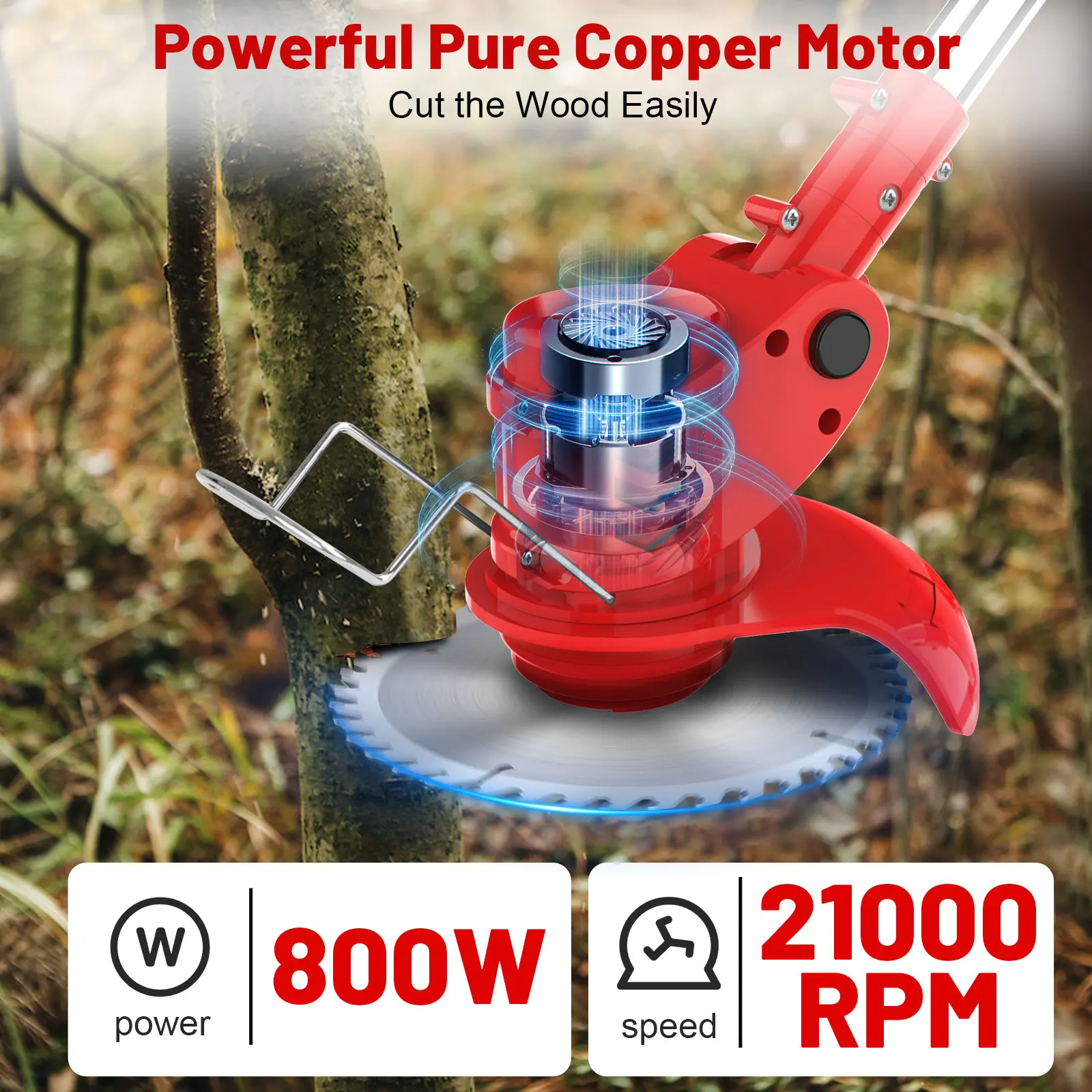 24V Cordless Grass String Trimmer 21000RPM Electric Lawn Mower Weed Adjustable Foldable Cutter Garden For Makita with 2 Battery 4