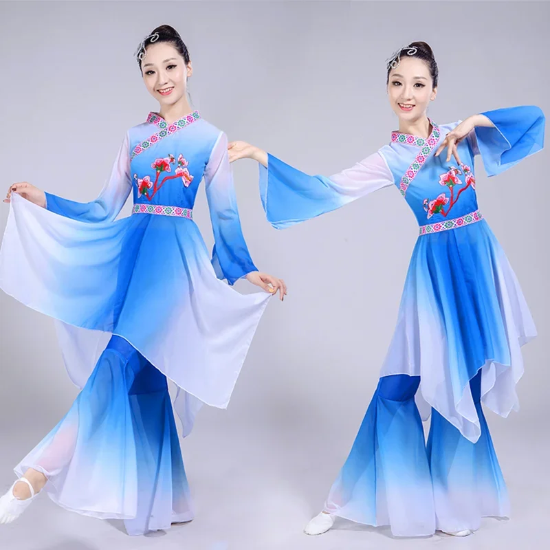 

Женский костюм hanfu для классических танцев, костюм Янко, Женский танцевальный зонт, танцевальный костюм, Национальный костюм для выступлений