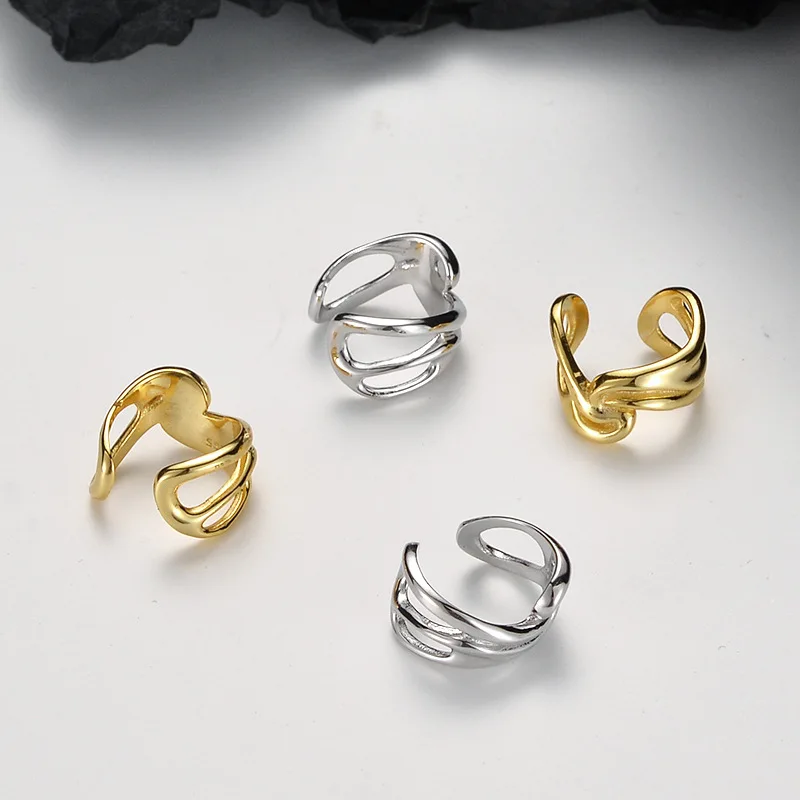 100% 925 Sterling Silver Zircon Irregular Earrings for Women Girl Geometric Hollow Out Design Jewelry Party Gift Dropshipping