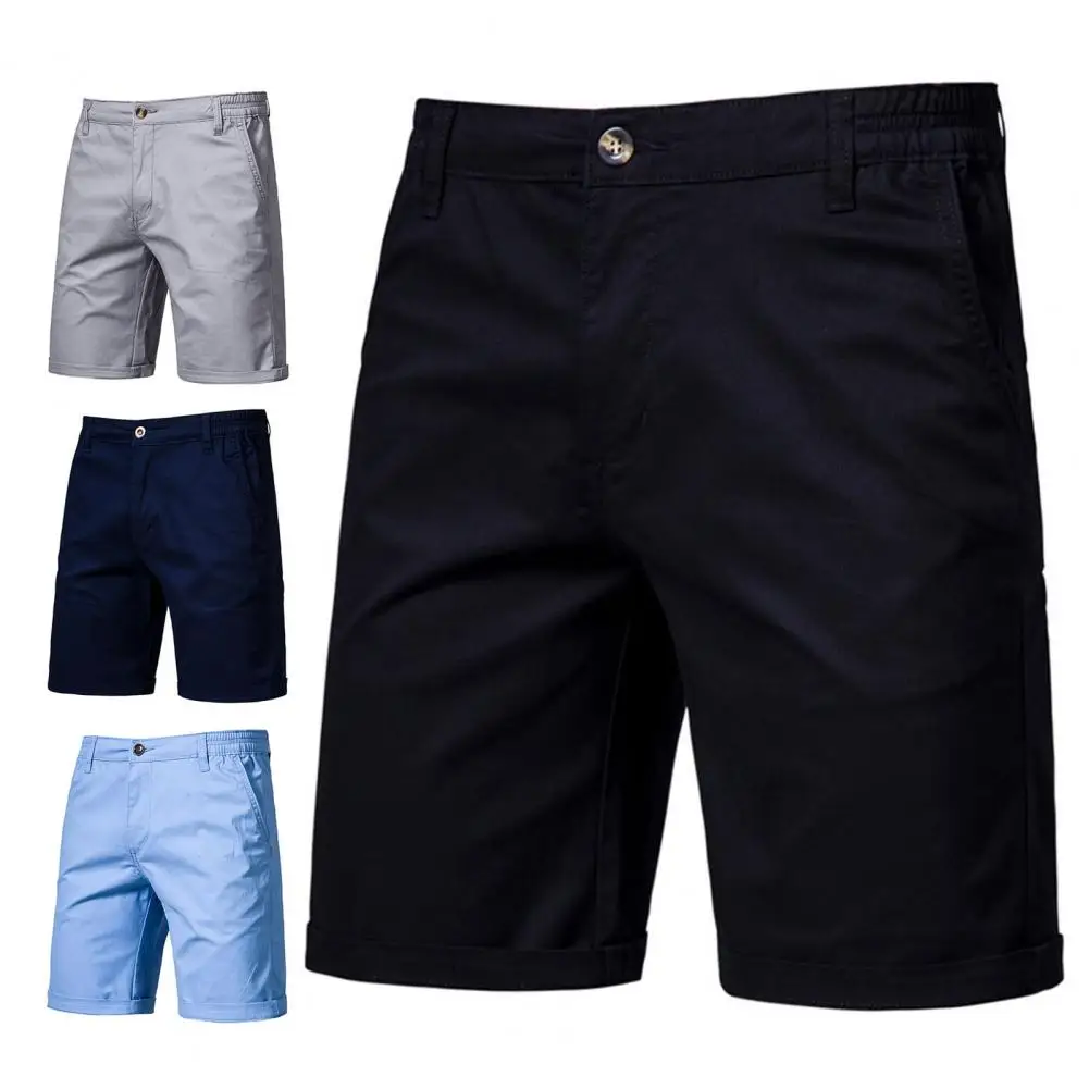 

Trendy Business Shorts Casual Elastic Waist Shrink-resistant Mid Waist Men Business Shorts Shorts Slim
