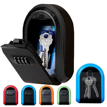 Key Lock Box with Small 4 Digit Combination Wall Mounted Secure Lock Box for House Key Resettable Code Safe Security Key Box 1